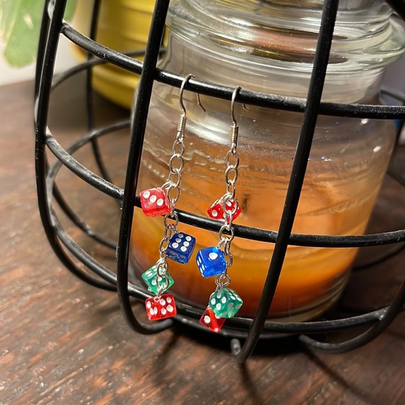 4/$25🦋 New Handmade dice fishhook earrings - Picture 1 of 2
